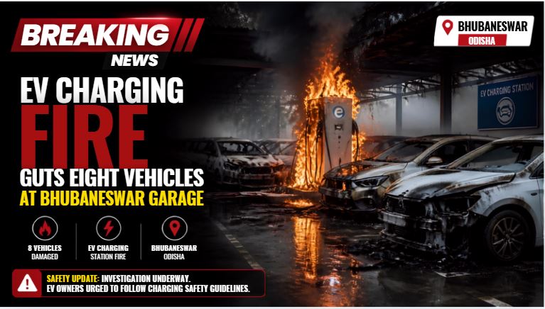 EV Charging Fire Guts Eight Vehicles at Bhubaneswar Garage